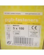 PGB Spaanderplaatschroef VZK-Z 5x100mm (200 stuks)