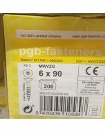 PGB Spaanderplaatschroef VZK-Z 6x90mm (200 stuks)