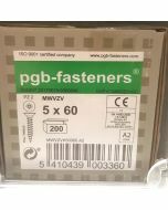 PGB Spaanderplaatschroef A2 VZK-Z 5x60mm (200 stuks)