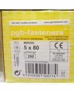 PGB Spaanderplaatschroef VZK-Z 5x80mm (200 stuks)
