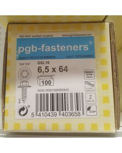 PGB Gevelschroef met lepelpunt 6,5x64mm (100 stuks)