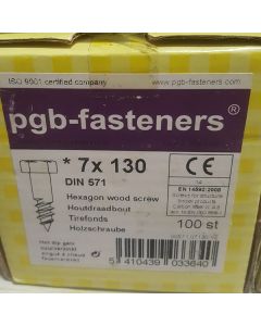 PGB Houtdraadbout DIN571 7x130mm (100 stuks)
