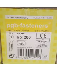 PGB Spaanderplaatschroef VZK-Z 6x200mm (100 stuks)