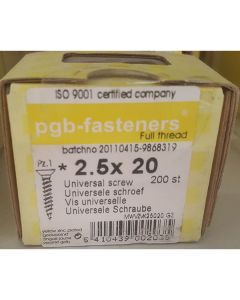 PGB Spaanderplaatschroef VK-Z 2,5x20mm (200 stuks)