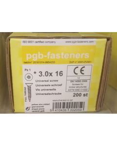 PGB Spaanderplaatschroef VK-Z 3x16mm (200 stuks)