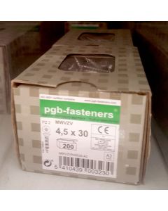 PGB Spaanderplaatschroef A2 VZK-Z 4,5x30mm (200 stuks)