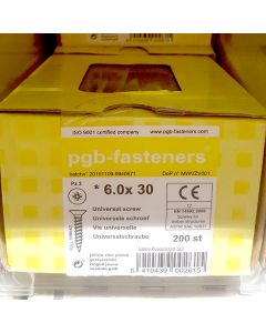 PGB Spaanderplaatschroef VK-Z 6x30mm (200 stuks)