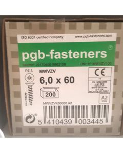 PGB Spaanderplaatschroef A2 VZK-Z 6x60mm (200 stuks)