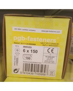 PGB Spaanderplaatschroef VZK-Z 6x150mm (100 stuks)