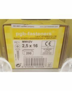 PGB Spaanderplaatschroef VK-Z 2,5x16mm (200 stuks)