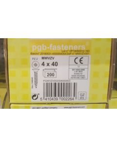 PGB Spaanderplaatschroef VK-Z 4x40mm (200 stuks)