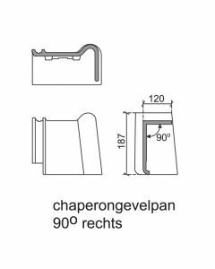 Monier Postel 20 Chaperongevelpan Rechts 90° Double Black