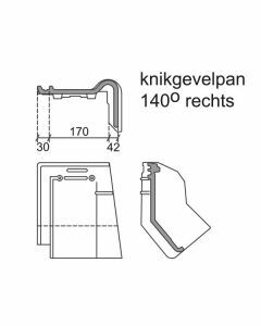 Monier Postel 20 Knikgevelpan Rechts 140° Rustiek